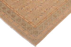 handmade Transitional Kafkaz Tan Green Hand Knotted RECTANGLE 100% WOOL area rug 9' x 10'