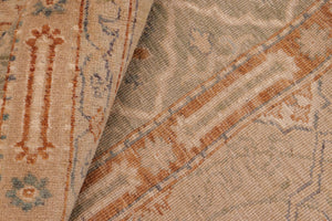 handmade Transitional Kafkaz Tan Green Hand Knotted RECTANGLE 100% WOOL area rug 9' x 10'
