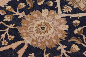 handmade Transitional Kafkaz Blue Green Hand Knotted RECTANGLE 100% WOOL area rug 9' x 13'