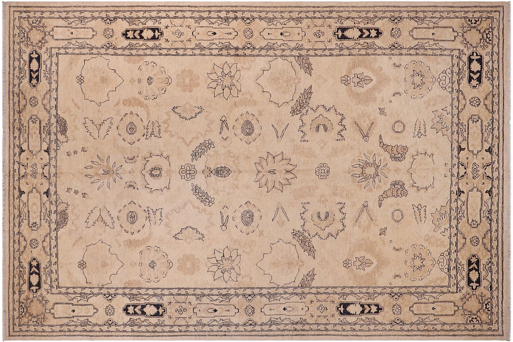 handmade Traditional Kafkaz Beige Tan Hand Knotted RECTANGLE 100% WOOL area rug 9x12