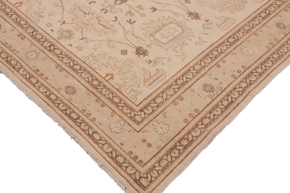handmade Traditional Kafkaz Beige Tan Hand Knotted RECTANGLE 100% WOOL area rug 9x12