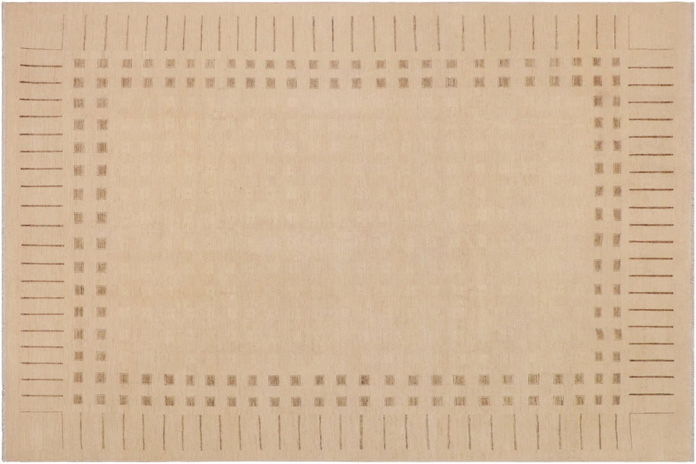 handmade Modern Kafkaz Beige Brown Hand Knotted RECTANGLE 100% WOOL area rug 9' x 12'