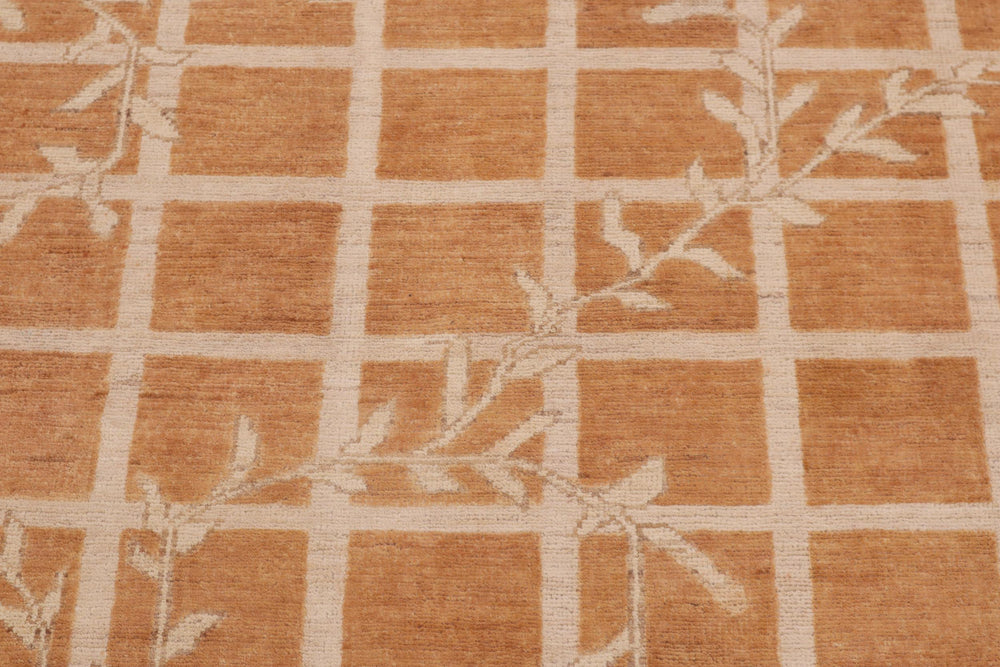 handmade Modern Kafkaz Orange Beige Hand Knotted RECTANGLE 100% WOOL area rug 9' x 12'