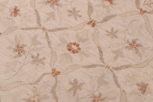 handmade Transitional Kafkaz Beige Copper Hand Knotted RECTANGLE 100% WOOL area rug 9' x 12'