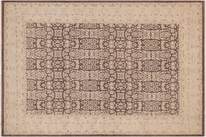 handmade Transitional Kafkaz Brown Beige Hand Knotted RECTANGLE 100% WOOL area rug 9' x 12'