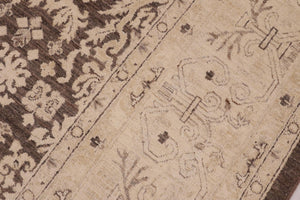 handmade Transitional Kafkaz Brown Beige Hand Knotted RECTANGLE 100% WOOL area rug 9' x 12'