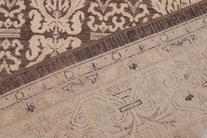 handmade Transitional Kafkaz Brown Beige Hand Knotted RECTANGLE 100% WOOL area rug 9' x 12'