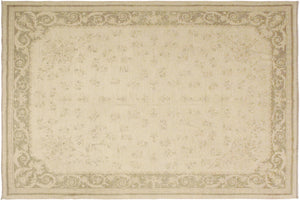 handmade Transitional Kafkaz Beige Green Hand Knotted RECTANGLE 100% WOOL area rug 9' x 12'