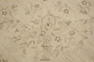 handmade Transitional Kafkaz Beige Green Hand Knotted RECTANGLE 100% WOOL area rug 9' x 12'