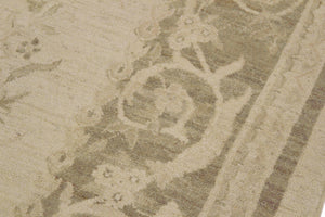 handmade Transitional Kafkaz Beige Green Hand Knotted RECTANGLE 100% WOOL area rug 9' x 12'