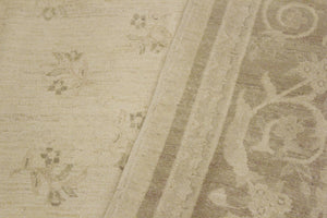 handmade Transitional Kafkaz Beige Green Hand Knotted RECTANGLE 100% WOOL area rug 9' x 12'