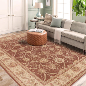 handmade Transitional Kafkaz Red Beige Hand Knotted RECTANGLE 100% WOOL area rug 9' x 12'
