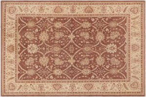 handmade Transitional Kafkaz Red Beige Hand Knotted RECTANGLE 100% WOOL area rug 9' x 12'
