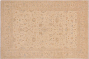 handmade Transitional Kafkaz Tan Beige Hand Knotted RECTANGLE 100% WOOL area rug 9' x 11'