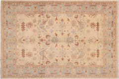 handmade Traditional Kafkaz Beige Blue Hand Knotted RECTANGLE 100% WOOL area rug 9x11