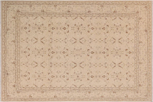 handmade Transitional Kafkaz Beige Brown Hand Knotted RECTANGLE 100% WOOL area rug 9' x 12'