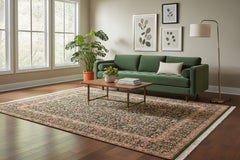 handmade Transitional Gulshan Green Gold Hand Knotted RECTANGLE 100% WOOL area rug 8x10