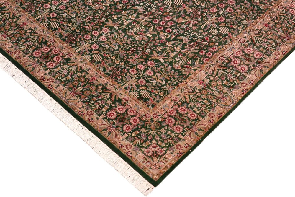 handmade Transitional Gulshan Green Gold Hand Knotted RECTANGLE 100% WOOL area rug 8x10
