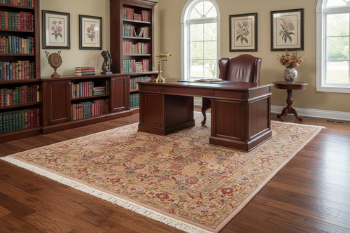 handmade Transitional Morris Taupe Red Hand Knotted RECTANGLE 100% WOOL area rug 8x10