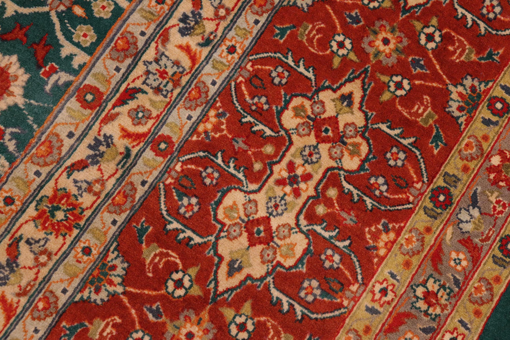 handmade Transitional  Green Rust Hand Knotted RECTANGLE 100% WOOL area rug 8x10