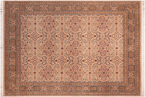 handmade Transitional Tabriz Tan Green Hand Knotted RECTANGLE 100% WOOL area rug 8x10