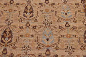 handmade Transitional Kafkaz Tan Brown Hand Knotted RECTANGLE 100% WOOL area rug 6' x 10'