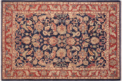 handmade Traditional Kafkaz Blue Red Hand Knotted RECTANGLE 100% WOOL area rug 6x9