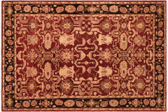handmade Traditional Kafkaz Red Black Hand Knotted RECTANGLE 100% WOOL area rug 6x9