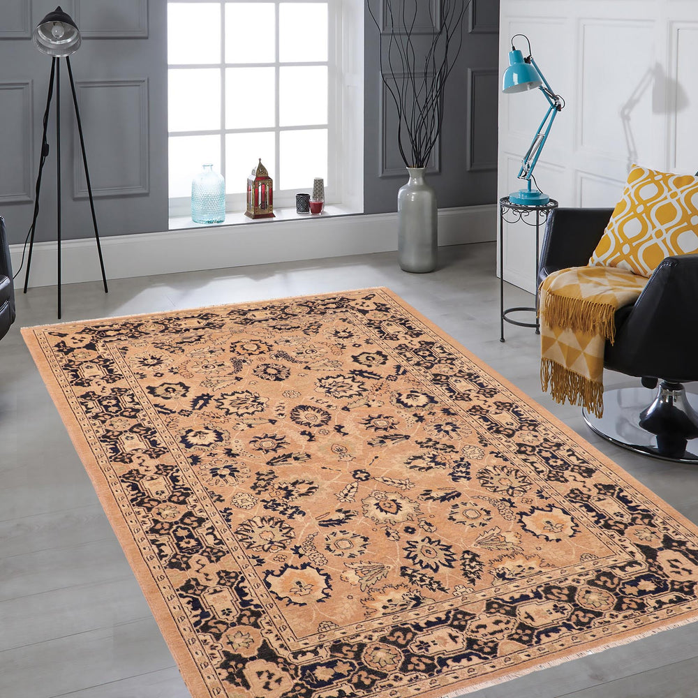 handmade Traditional Kafkaz Rose Blue Hand Knotted RECTANGLE 100% WOOL area rug 6x9