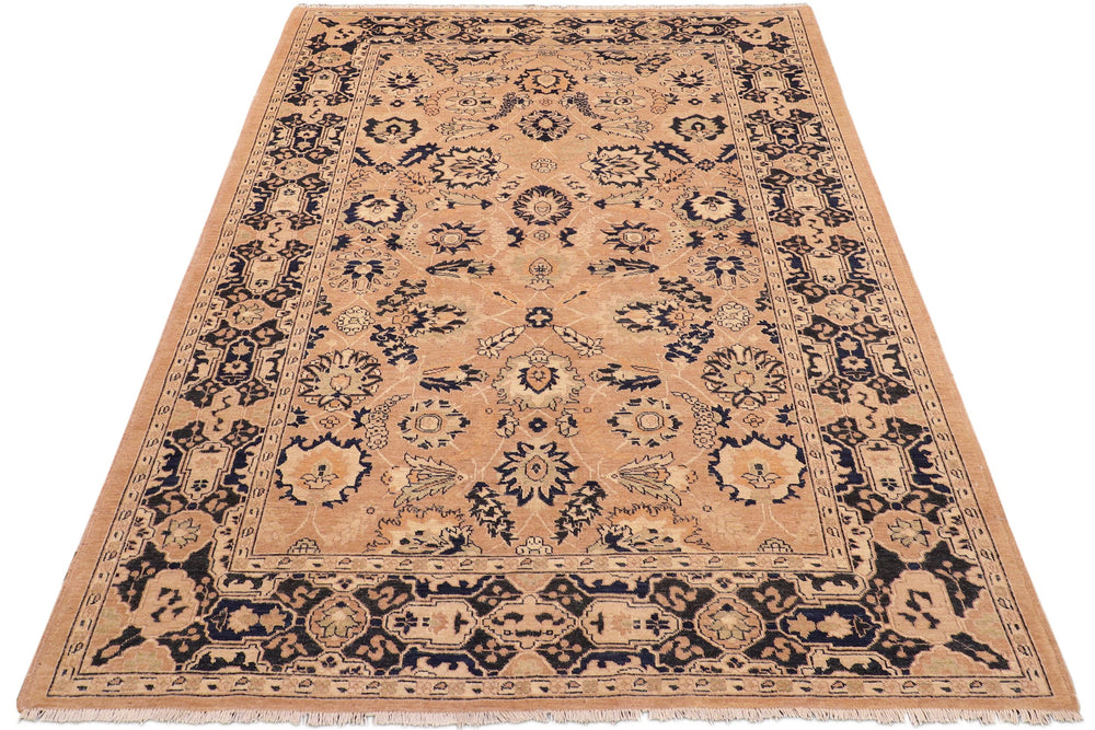 handmade Traditional Kafkaz Rose Blue Hand Knotted RECTANGLE 100% WOOL area rug 6x9