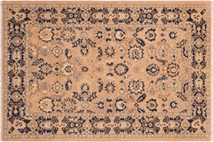 handmade Traditional Kafkaz Rose Blue Hand Knotted RECTANGLE 100% WOOL area rug 6x9