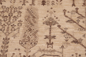 handmade Geometric Kafkaz Beige Brown Hand Knotted RECTANGLE 100% WOOL area rug 6' x 9'