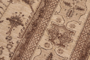handmade Geometric Kafkaz Beige Brown Hand Knotted RECTANGLE 100% WOOL area rug 6' x 9'