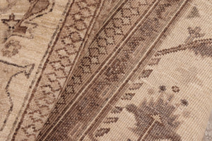 handmade Geometric Kafkaz Beige Brown Hand Knotted RECTANGLE 100% WOOL area rug 6' x 9'