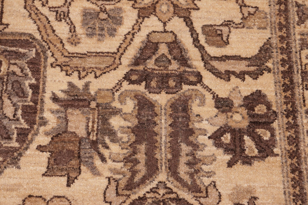 handmade Geometric Kafkaz Beige Brown Hand Knotted RECTANGLE 100% WOOL area rug 6' x 9'