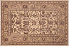 handmade Geometric Kafkaz Beige Brown Hand Knotted RECTANGLE 100% WOOL area rug 6' x 9'