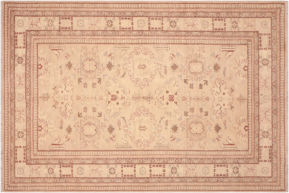 handmade Traditional Kafkaz Tan Brown Hand Knotted RECTANGLE 100% WOOL area rug 7x9