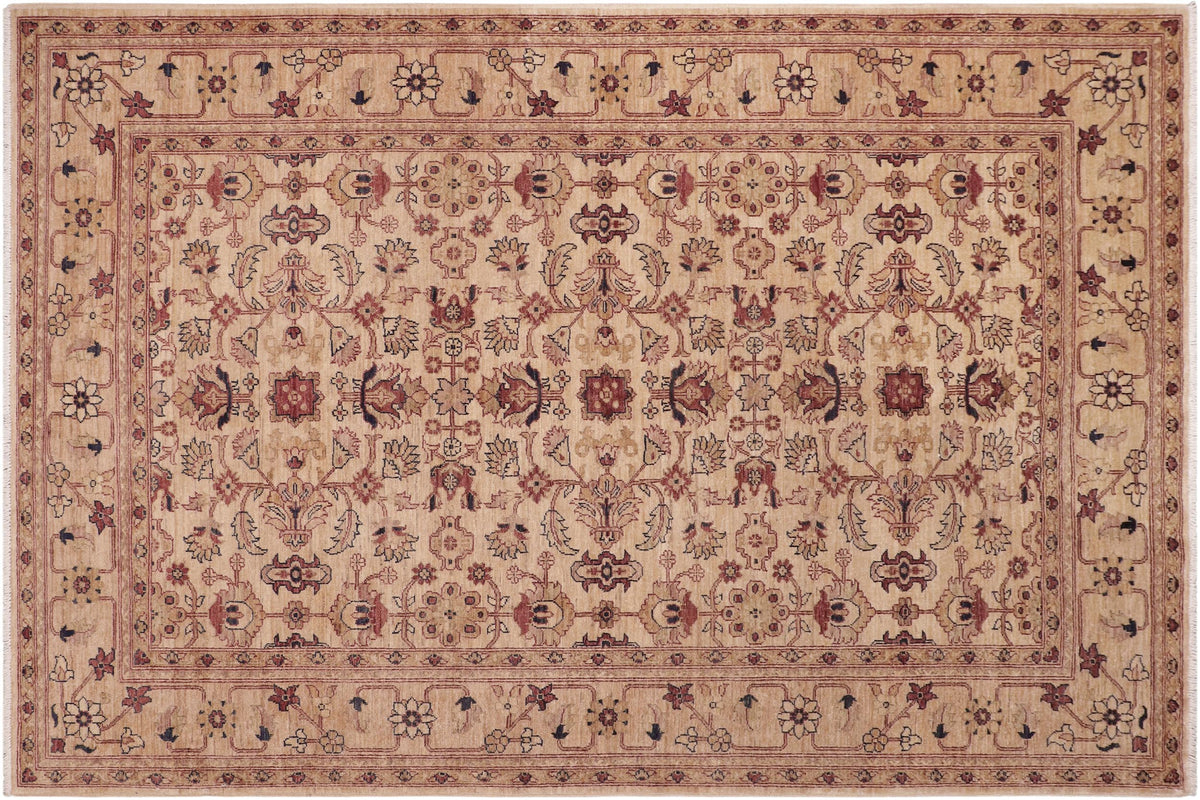 handmade Transitional Kafkaz Gold Rust Hand Knotted RECTANGLE 100% WOOL area rug 6' x 9'