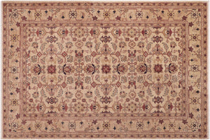 handmade Transitional Kafkaz Gold Rust Hand Knotted RECTANGLE 100% WOOL area rug 6' x 9'