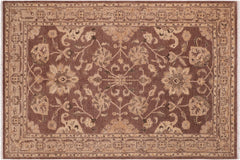 handmade Traditional Kafkaz Brown Tan Hand Knotted RECTANGLE 100% WOOL area rug 6x9