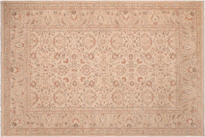 handmade Transitional Kafkaz Beige Tan Hand Knotted RECTANGLE 100% WOOL area rug 6' x 9'