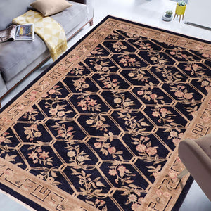 handmade Transitional Kafkaz Blue Tan Hand Knotted RECTANGLE 100% WOOL area rug 6' x 9'
