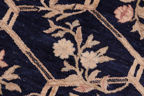 handmade Transitional Kafkaz Blue Tan Hand Knotted RECTANGLE 100% WOOL area rug 6' x 9'