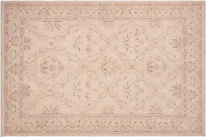 handmade Transitional Kafkaz Beige Brown Hand Knotted RECTANGLE 100% WOOL area rug 6' x 9'