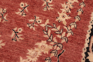 handmade Transitional Kafkaz Red Black Hand Knotted RECTANGLE 100% WOOL area rug 6' x 9'