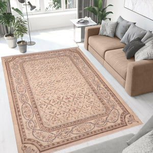 handmade Transitional Kafkaz Beige Brown Hand Knotted RECTANGLE 100% WOOL area rug 6' x 9'