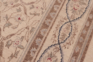 handmade Transitional Kafkaz Beige Brown Hand Knotted RECTANGLE 100% WOOL area rug 6' x 9'