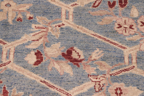 handmade Transitional Kafkaz Blue Tan Hand Knotted RECTANGLE 100% WOOL area rug 6' x 9'