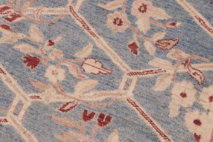 handmade Transitional Kafkaz Blue Tan Hand Knotted RECTANGLE 100% WOOL area rug 6' x 9'