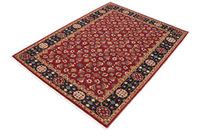 handmade Transitional Kafkaz Red Blue Hand Knotted RECTANGLE 100% WOOL area rug 6' x 9'